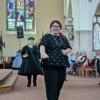 Karen and Natalie perform in the Fashion Show