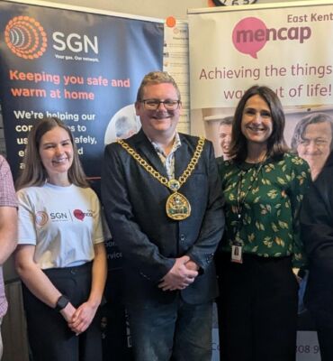 The Mayor of Swale, East Kent Mencap CEO and employees and SGN Community Partner Manager Janet Duggan