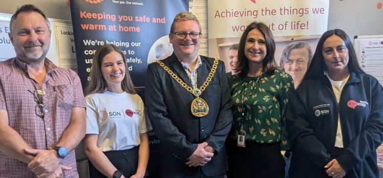 The Mayor of Swale, East Kent Mencap CEO and employees and SGN Community Partner Manager Janet Duggan